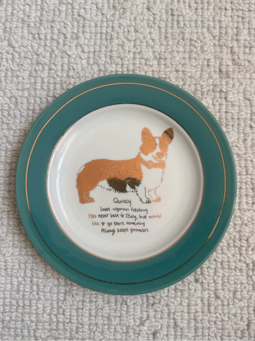 Anthropologie | Quincy Corgi Dog Biography Canape Plate ~ 6.25”